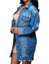 Women's Oversized Distressed Denim Jeans Outfits Coat Spring Fall Ripped Jeans Outerwear Denim Jacket Plus Size