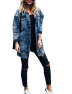 Women's Oversized Distressed Denim Jeans Outfits Coat Spring Fall Ripped Jeans Outerwear Denim Jacket Plus Size