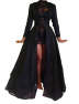 Women's Sexy 2Pcs Gothic Lace Sheer Jacket Long Dress Gown Party Halloween Costume Outfit
