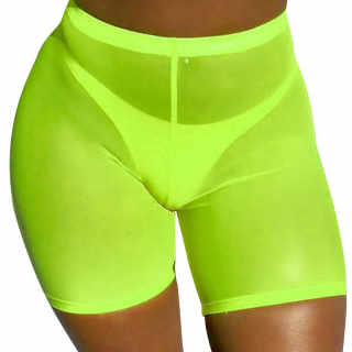 XXXITICAT Women's Sexy Mesh Sheer See Through Short Pants Waistband Perspective Transparent Bikini Bottom Cover Ups Pants