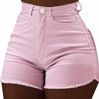 XXXITICAT Women's Sexy High Waisted Jeans Button Closure Fringe Skinny Hem Stretch Ripped Demin Shorts Mini Hot Pants