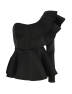 Women's Chic Ruffle Trim High Class Shirt Tops Tube Top Long Sleeve Peplum Bodycon Slim Fit One Shoulder Blouse