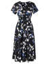 SOMTHRON Women's V Neck Floral Short Sleeve Chiffon High Rise Polka Dot Dress Elegant Vintage Retro Dress