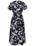 SOMTHRON Women's V Neck Floral Short Sleeve Chiffon High Rise Polka Dot Dress Elegant Vintage Retro Dress