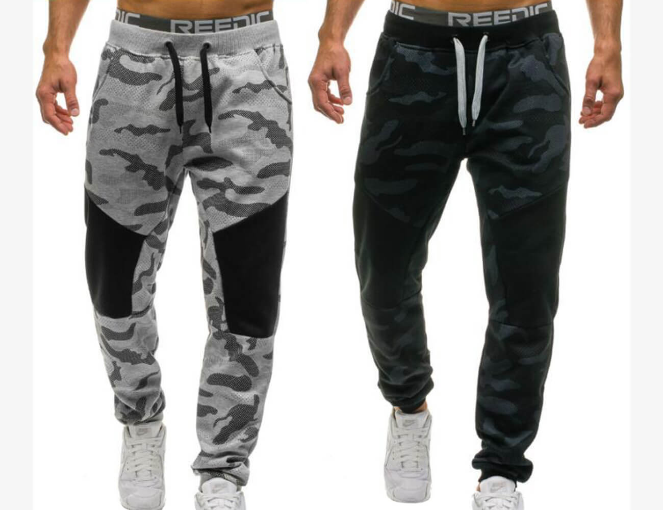  Men's Loose Camo Hip Pop High Rise Patch Work Cropped Beam Pants Sweatpants Joggers Overall Cargo Pants