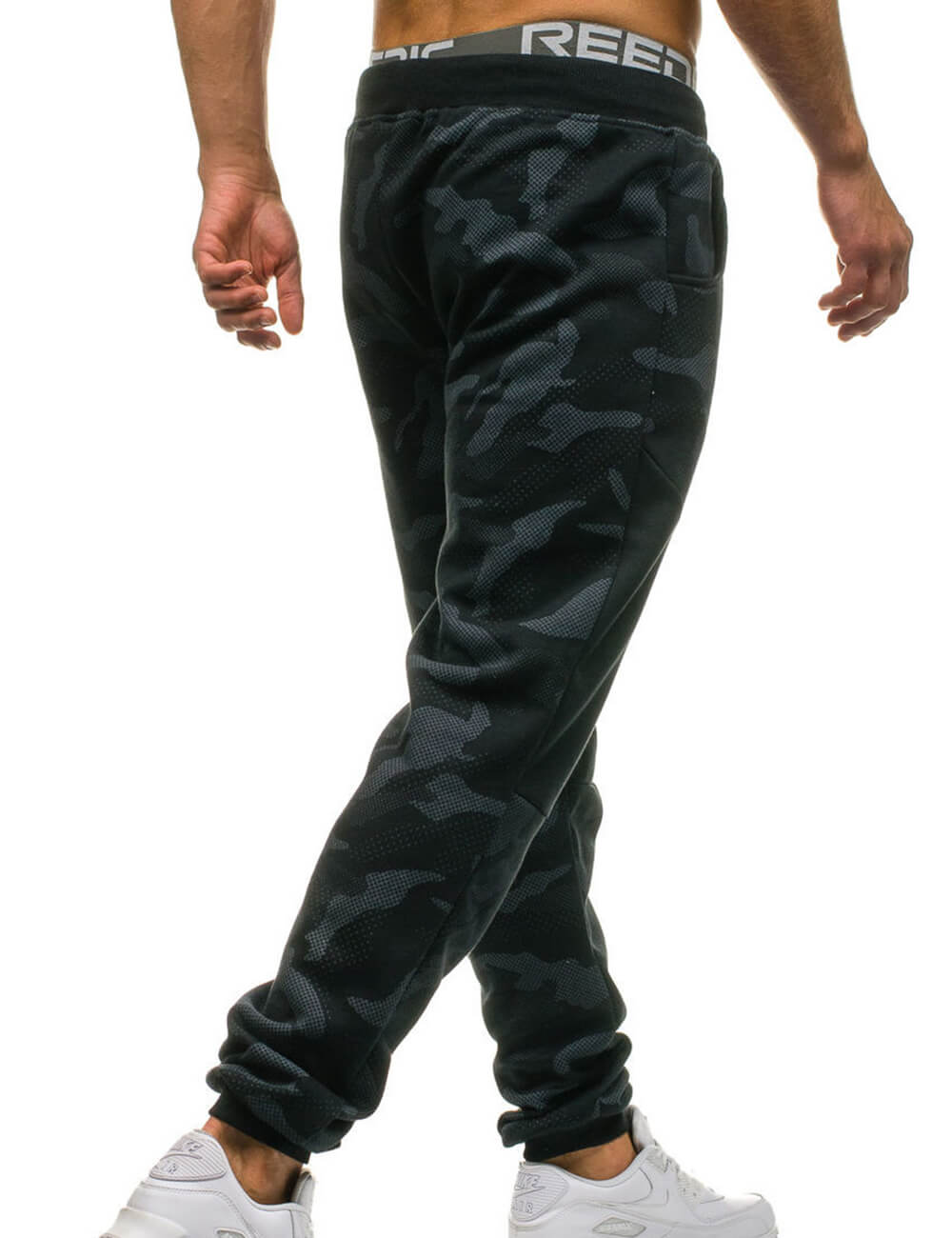  Men's Loose Camo Hip Pop High Rise Patch Work Cropped Beam Pants Sweatpants Joggers Overall Cargo Pants