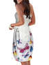SEMATOMALA Women's Summer Strapless Boho Floral Print Smocked Tube Top Pleated Flared Beach Coverups Mini Dress