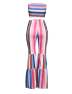 SEMATOMALA Women's Rainbow Striped Strapless Jumpsuit Printed Long Romper Tube Crop Top Wide Leg Pants 2 Pieces Outfits Set