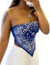 SEMATOMALA Women's Bandana Paisley Tube Top Off Shoulder Strapless Sleeveless Tie Dye Crop Top Shirt Blouse