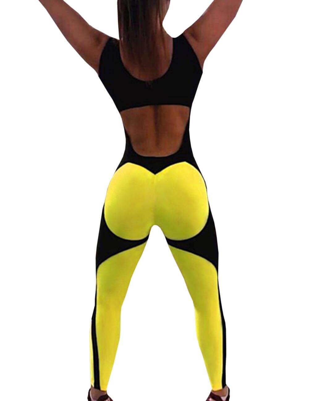 MACCHIASHINE Women 1PCS Patchwork Sporty Gym Bra Tank Top Cross Back Sexy Yoga Leggings Jumpsuits Stretchy Tights Tracksuits(232YE-S)