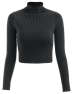 ECDAHICC Women‘s Basic Plain Long Sleeve Rib-Knit Crop Top T-Shirt Turtleneck Soft Stretchy Layer Tee Top