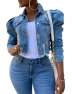 SOMTHRON Women's Distressed Denim Jeans Outfits Coat Spring Fall Washed Jeans Outerwear Short Denim Jacket