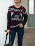 ECDAHICC Women's Stylish Christmas Reindeer Sweater Round Neck Long Sleeve Loose Knit Pullover Cardigan Jumper