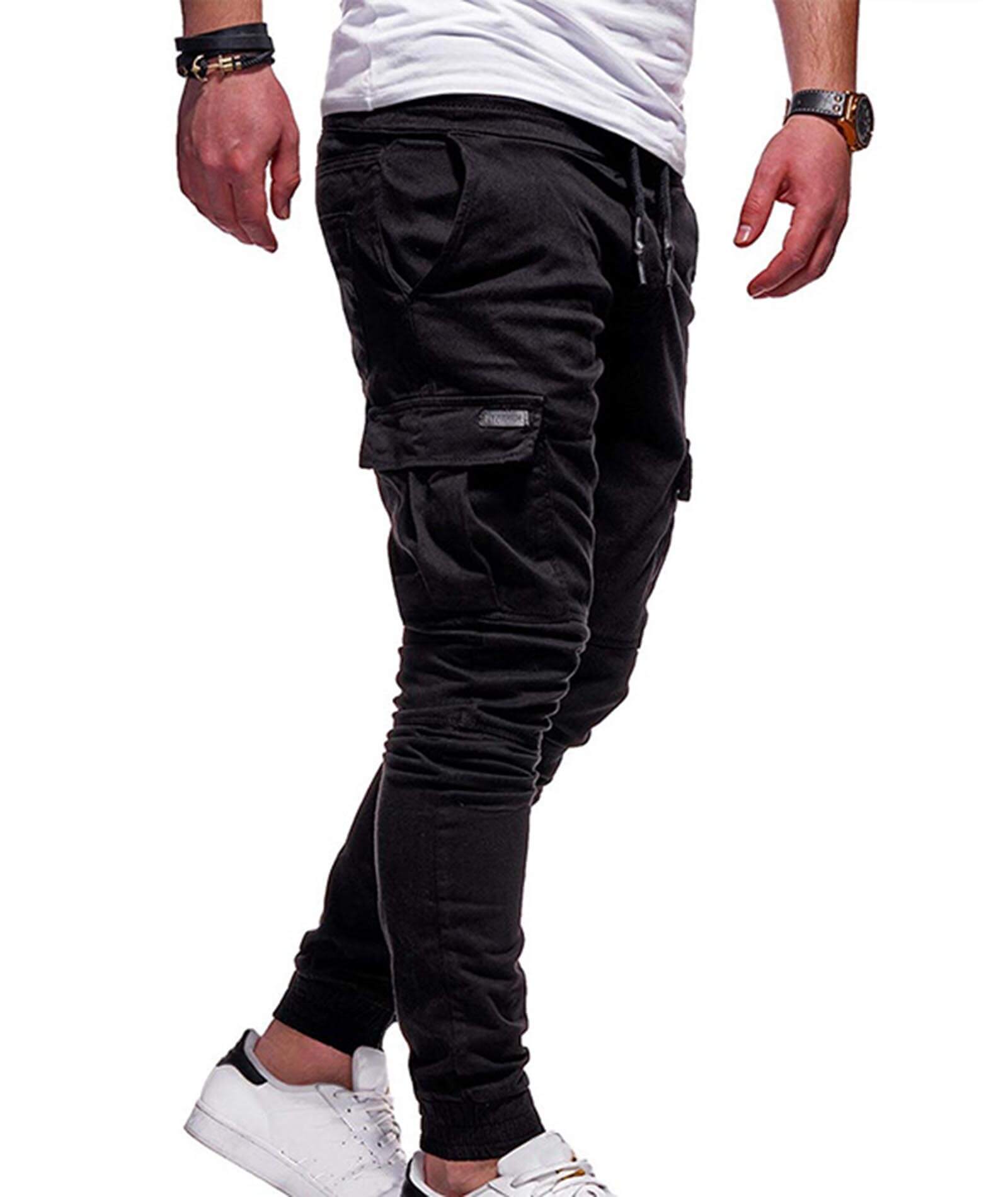  Men's 3XXL Regular Cozy Elastic Waist Jogger Gym Sweatpants Cotton Activewear Sports Drawstring Cargo Pants