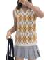 ECDAHICC Women‘s Streetwear Preppy Style Knitwear Tank Top V Neck Argyle Plaid Knitted Sweater Vest