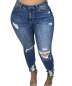 Sexyshine Women's Casual Skinny Distressed Ripped Hole Denim Pants Long Stretch Pencil Jeans