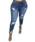 Sexyshine Women's Casual Skinny Distressed Ripped Hole Denim Pants Long Stretch Pencil Jeans