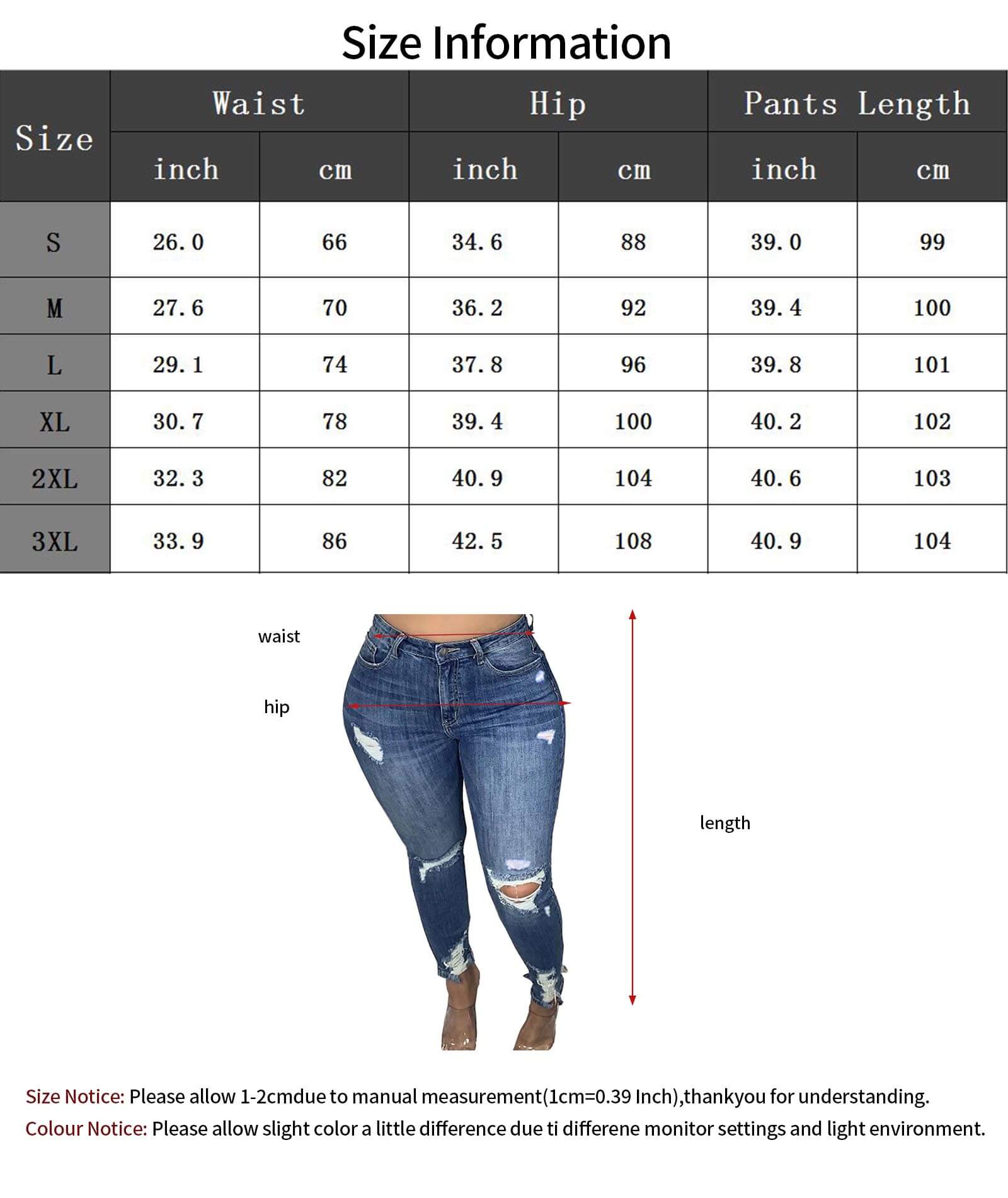 Women's Casual Skinny Distressed Ripped Hole Denim Pants Long Stretch Pencil Jeans