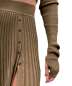 ECDAHICC Women's 2 Peice Skirts Sets Knitted Cropped Cashmere Sweater Pullover Tops and High Waist Pleated Split Midi Skirt