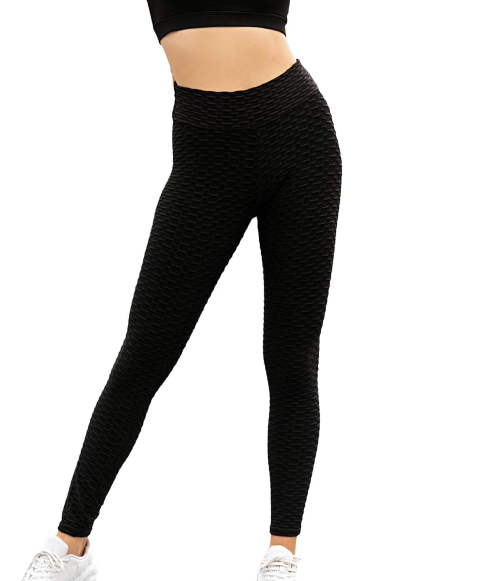  Women's Honeycomb Textured  High Waisted Yoga Pants Butt Lift Scrunch Booty Jacquard Leggings Workout Tights