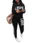 Sexyshine Women's Casual 2 Piece Camouflage Letter Print Outfits Pullover Sweatshirt Tops and Long Pants Tracksuits Set