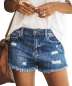SOMTHRON Women's Retro Ripped Denim Jeans Shorts Hot Pants Cuffed Daisy Dukes Teens Denim Shorts