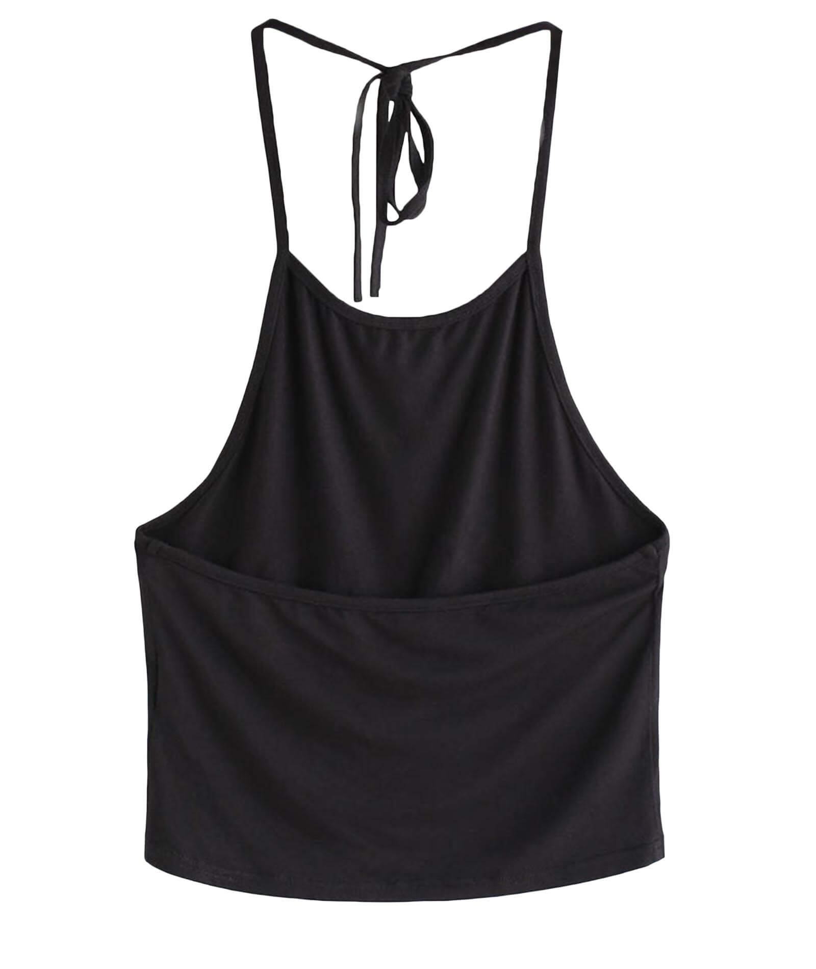  Women's Tie Halter Tops Casual Camisole Sleeveless Backless Vest Cami Tank Top