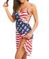 Sexyshine Women's Spaghetti Strap Backless American Flag Beach Dress Summer Bikini Cover up