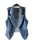 SOMTHRON Women's Sleeveless Cropped Denim Jackets Open Front Button Up Bike Motor Waistcoat Jean Vests