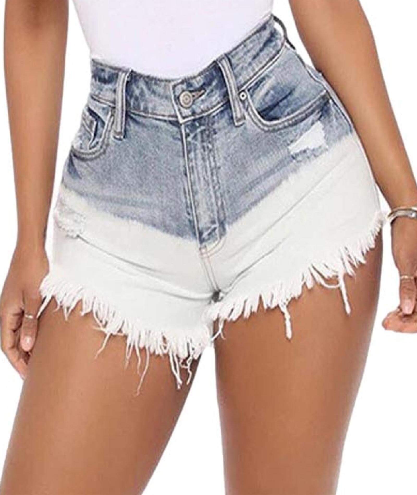  Women's High Waist Destroyed Ripped Hole Club Hot Pants Fringed Denim Jean Shorts