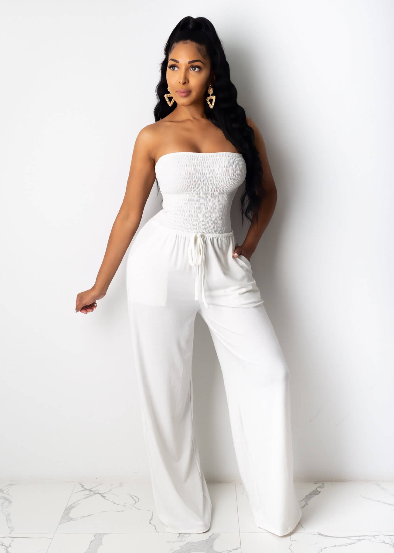 Sexyshine Off Shoulder Rompers Casual Wide Leg Jumpsuit with Pockets